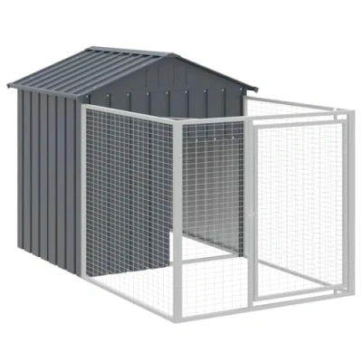 Afbeelding van Hondenhok met dak 117x201x123 cm gegalvaniseerd staal antraciet