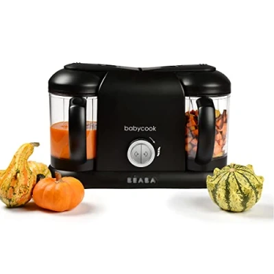 Afbeelding van BÉABA, Babycook Duo Robot, babyfoodprocessor 4 in 1, snelle stoomkoker 15 min, gevarieerde voeding, huisgemaakte potjes babyvoeding, Inhoud XXL 2200 ml, Zwart