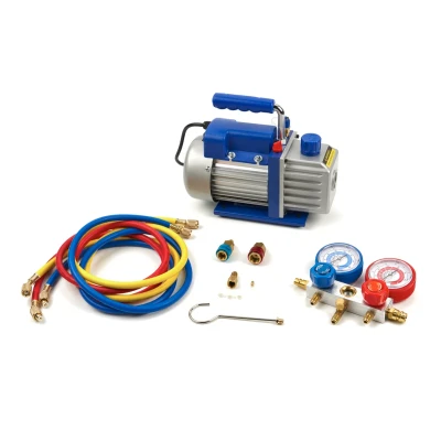 Afbeelding van HBM Vacuümpomp 1 Traps met 2 Voudige Manometerset 60 Liter Per Minuut