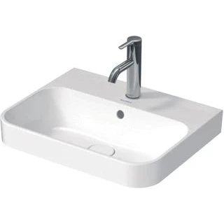 Afbeelding van Duravit HappyD 2 Plus opbouwwastafel met kraangat overloop 50x40cm keramisch push open ventiel wit
