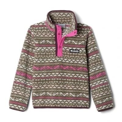 Afbeelding van Columbia Helvetia Printed HALF SNAP Unisex Fleece trui voor kinderen, Maat: 128/140, Pink ice madras