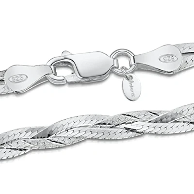 Afbeelding van Amberta Vrouwen Armband van 925 Sterling Zilver Herringbone Mesh Lengte 45 cm: