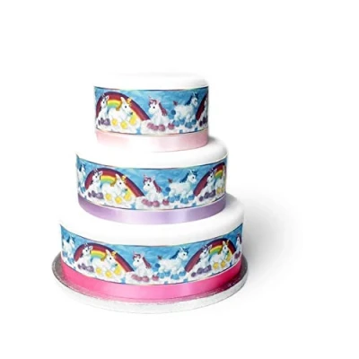Afbeelding van Top That Eetbaar decorlaken regenboog eenhoorn rand lint perfect voor het decoreren van grotere taarten gemakkelijk te gebruiken