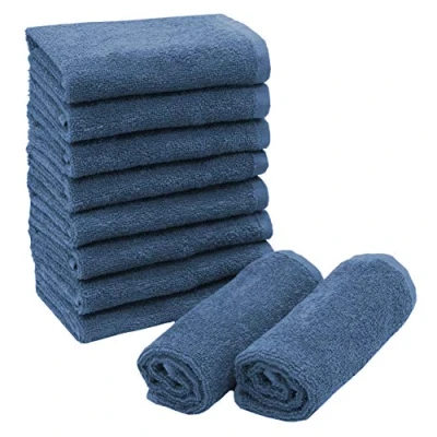 Afbeelding van ZOLLNER Set van 10 zeepdoekjes in 30 x cm, absorberende en zachte washandjes donkerblauw, met praktische ophanglus, wasbaar tot 60 C, katoen, hotelkwaliteit