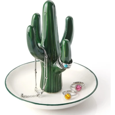 Afbeelding van Titanape Groene Cactus Ringhouder Sieradenschaaltje voor ringen, oorbellen, armbanden, kettingorganizer, Cadeaus vrouwen, Kerstcadeaus, Cactuscadeaus kamerdecoratie