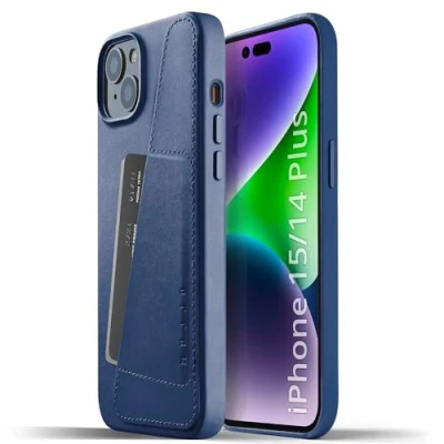 Afbeelding van MUJJO Leather Wallet Case iPhone 14 / 15 Plus blauw CL 026 BL