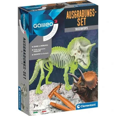 Afbeelding van Clementoni 59273 Galileo Discovery Opgravingsset triceratops, spannend speelgoed voor kinderen, opgraven van dinosaurusfossielen, kleine onderzoekers vanaf 7 jaar