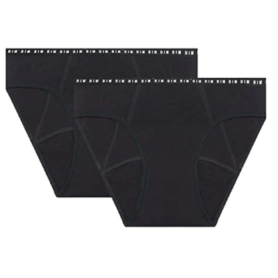 Afbeelding van Dim Protect Menstruatieslip, biologisch katoen, overvloedige stroom, 2 stuks, Zwart, L