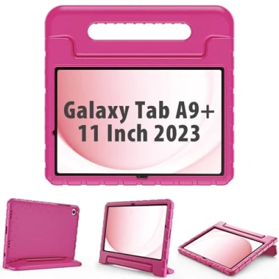 Afbeelding van ProCase Kids hoes voor de Samsung Galaxy Tab A9+ / A9 Plus 11 inch 2023 (SM X210), lichte kinderhoes met kickstand, schokbestendig, robuust, beschermhoes, omvormbaar, handgreep, standfunctie, magenta
