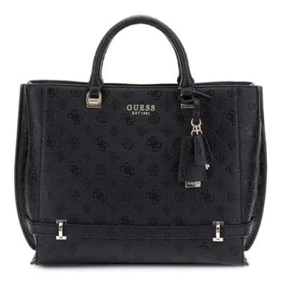 Afbeelding van GUESS Shopper Schoudertas Zarela Girlfriend Tote Black Logo Zwart