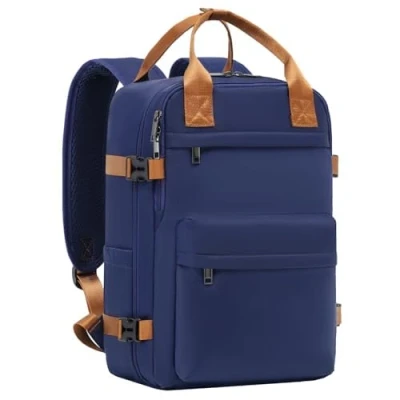 Afbeelding van COOLIFE Ryanair Cabin Bag 40x20x25 Onderstoel Kleine cabine Tas bagage Handbagage laptop rugzak Reistas Weekendtas Carry on (Marineblauw Bruin, 40x25x20)