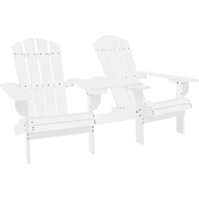 Afbeelding van vidaXL Tuinstoelen Adirondack met tafeltje massief vurenhout wit