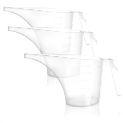 Afbeelding van COM FOUR® 3x trechterkan, gieter met trechteruitloop, transparante trechter, doseerkan voor het maken van zeep, olie, bewateren bloemen