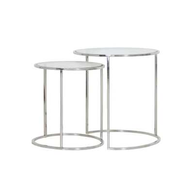 Afbeelding van Light &amp; Living Duarte bijzettafel set van 2 glas/nikkel Glas