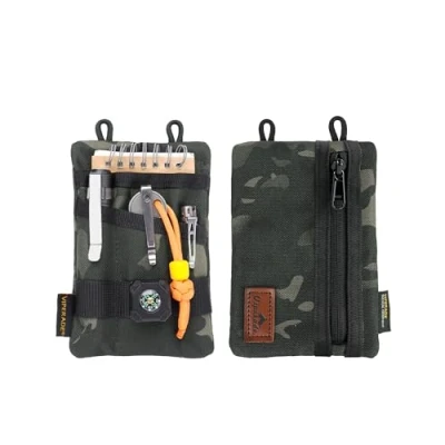 Afbeelding van VIPERADE VE1 EDC gereedschapstas organizer, kleine tas met 5 vakken, multi gereedschapstas, nylon schede etui voor zaklamp mes pen notebook (Zwarte Camo)