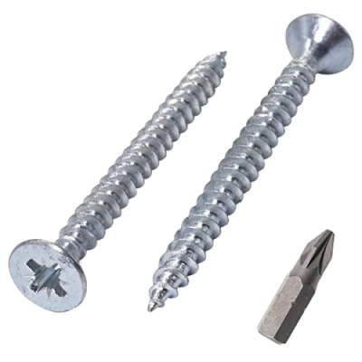 Afbeelding van SKIR&#039;CO (Pack van 100 stuks) verzinkt staal 4,5 x 50 mm zilveren houtschroeven, Pozidriv verzonken kop, spaanplaat schroeven, PZ volledig schroefdraad (100, mm)