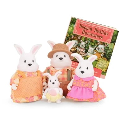 Afbeelding van Li&#039;l Woodzeez Hoppingood Konijn Familie 5st Speelgoedset met Miniatuur Dierenbeeldjes en Storybook Dierenspeelgoed Accessoires voor Kinderen Leeftijd 3+