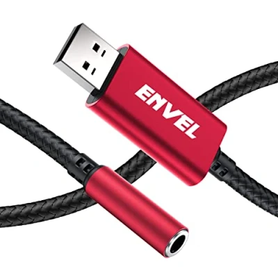 Afbeelding van ENVEL USB naar 3,5 mm Jack Stereo Audio Adapter, TRRS 4 polige Mic Supported Externe Sound Card Aux Adapter voor Headset, PS4, PC, Laptop, Desktops, Speaker Metalen Behuizing Duurzaam Gevlochten