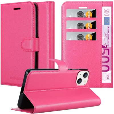 Afbeelding van Cadorabo Hoesje geschikt voor Apple iPhone 14 in KERSEN ROZE Beschermhoes Cover magnetische sluiting Case