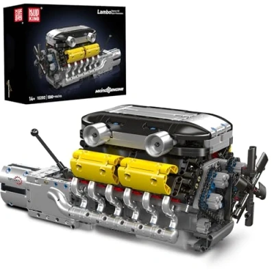 Afbeelding van Mould King 10202 Technik V12 Motorbouwset, speelgoed, MOC Engine met accu, klembouwstenen, bouwpakket, cadeau voor volwassenen (1260 stuks)