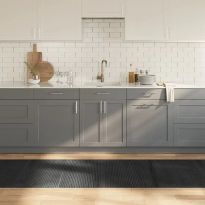Afbeelding van Vloerkleed rechthoekig 80x400 cm bamboe grijs