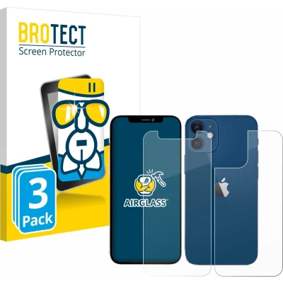 Afbeelding van BROTECT Screenprotector voor Apple iPhone 12 mini (Voor+Achter) Folie Beschermfolie Beschermglas transparant (3 Stuks)