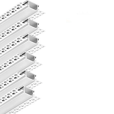 Afbeelding van Besseto gips in LED profiel, 6 stuks 3.3ft/1M strip lichtdiffusorprofiel, trimless gipsplaatgips aluminium profielkanaal voor muur en plafond