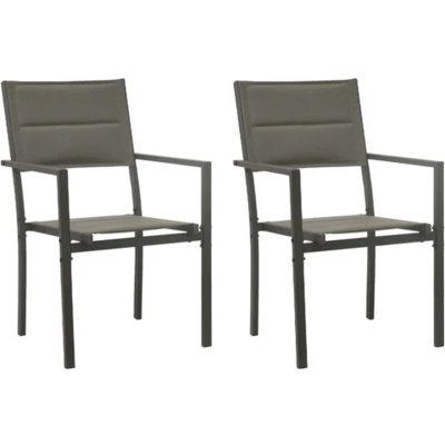 Afbeelding van vidaXL Tuinstoelen 2 st textileen en staal grijs antracietkleurig