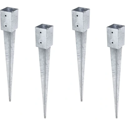 Afbeelding van Alberts 211301 Set van 4 bodemhulzen voor vierkante houten palen thermisch verzinkt 91 x mm totale lengte 900