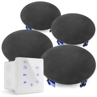 Afbeelding van Power Dynamics Powerline A100W Set met witte inbouw versterker en 4