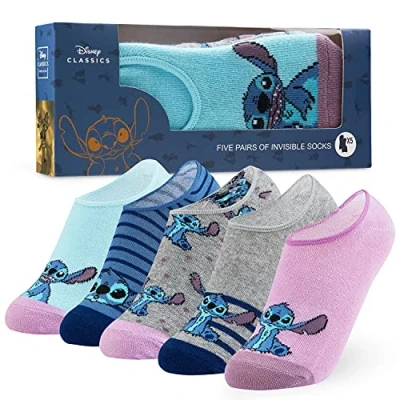 Afbeelding van Disney Onzichtbare Sokken Meisjes No Show Minnie Mouse Kinderen 5 Pak sokken, Geschenken (Grijs/Blauw)