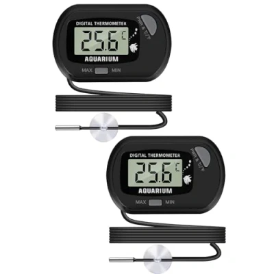 Afbeelding van Thlevel aquarium thermometer LCD digitaal display met zuignap en sonde voor reptielen incubator kas 2 stuks