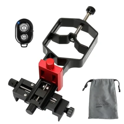 Afbeelding van Lottsall Tridaptor Universele digiscoping adapter, zeer nauwkeurige 3 assige metalen houder met afstandsbediening, telescopische spotting, monoculaire microscoop en verrekijker voor alle smartphones