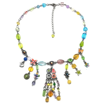 Afbeelding van Behave Ketting multi kleur dames met hanger 40 cm