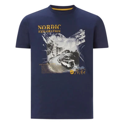 Afbeelding van Jan Vanderstorm Hakse Tshirt print, Heren, Maat: Large, Dunkelblau