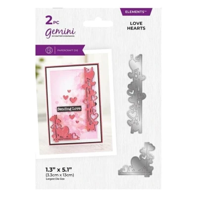 Afbeelding van Gemini Elements Scattered Corners&amp;Borders Snijmal Love Hearts