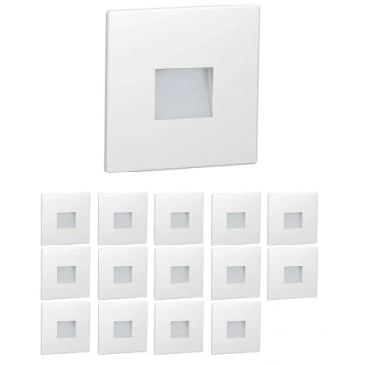 Afbeelding van ledscom.de 15 LED traplamp/inbouw wandlamp FOW voor binnen en buiten, downlight, hoekig, 85 x 85mm, warm wit