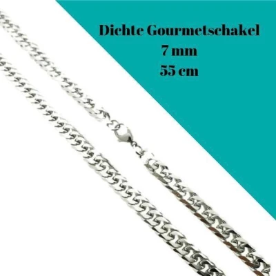 Afbeelding van Ketting gourmetschakel staal 55cm 7mm zilverkleurig