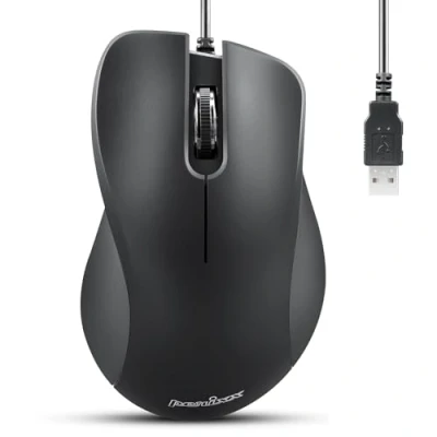 Afbeelding van perixx PERIMICE 221U bedrade ergonomische USB muis 4.9 Ft kabel Optisch 1000 DPI ontwerp zwart