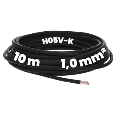 Afbeelding van Kalitec 10 meter H05V K 1 mm² zwarte bedrading kabel I kernkabel flexibel PVC enkelader meeraderig 1mm2 fijnaderig enkele massief vlamvertragend