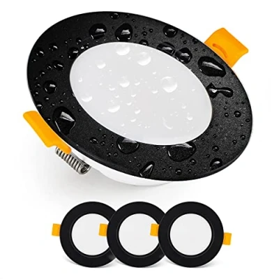 Afbeelding van EMOS Exclusive Inbouwspots LED Downlight 5W, 500 Lumen, 3000K warm wit Set van 3 spotjes IP54 waterdicht, voor gebruik binnen en buiten 230V, rond, ultravlak, Zwart