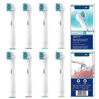 Afbeelding van YanBan 8 stuks tandenborstelkoppen, vervangende compatibel met Oral B elektrische tandenborstels Cross en Action, Floss Action Vitality 3D