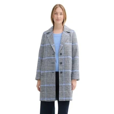 Afbeelding van TOM TAILOR Dames 1043673 jas, 36217 Navy Blue Check, L, L