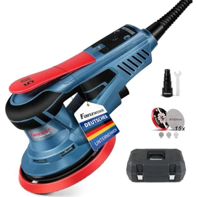 Afbeelding van FANZTOOL Excentrische schuurmachine model FZ EZ150A 5 mm schuurslag met 150 schuurschijf klittenband 350 W borstelloze EC motor, inclusief 15 x schuurpapier, 1 reserve