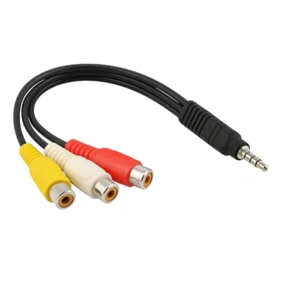 Afbeelding van Bolwins P13S 3,5 mm jack stekker naar 3X RCA aansluiting, cinch adapterkabel 30 cm, plug 3RCA aansluiting kabel adapter voor TV DVD MP3 PC camcorder
