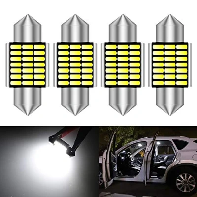 Afbeelding van KATUR 31mm festoon C5W Led lampen 6000 K wit licht super heldere chipsets canbus foutloos voor 3175 DE3175 DE3021 3022 3021 interieur koepel kentekenplaat deurlichten (4 stuks, wit)