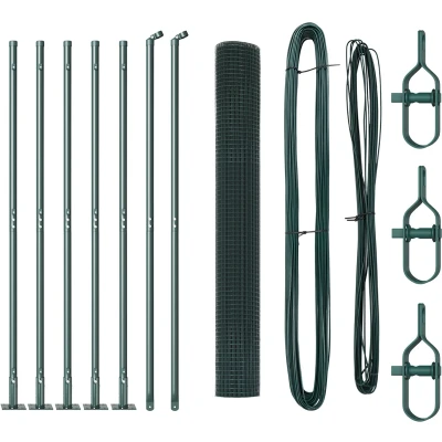 Afbeelding van vidaXL Gelaste Draad Omheining met 7 Flanged Palen Groen 1,2x10 m Staal