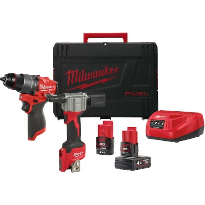 Afbeelding van Milwaukee M12 FPP2D2 422X FUEL powerpack (M12 FPD2, BPRT, 1 x B2 accu, B4 C12C lader, HD Box) 4933480593