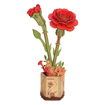 Afbeelding van Robotime Red Carnation TW052 Knutselen DIY Houten bouwpakket Volwassenen Bloemen Creatief
