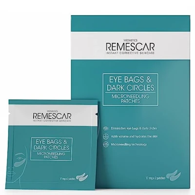 Afbeelding van Remescar Eye Bags &amp; Dark Circles Microneedling patches 17 mg x 2 Resultaten in weken Eenmalig gebruik voor gezwollen ogen Anti aging huidverzorging met zelfoplossende micro naalden